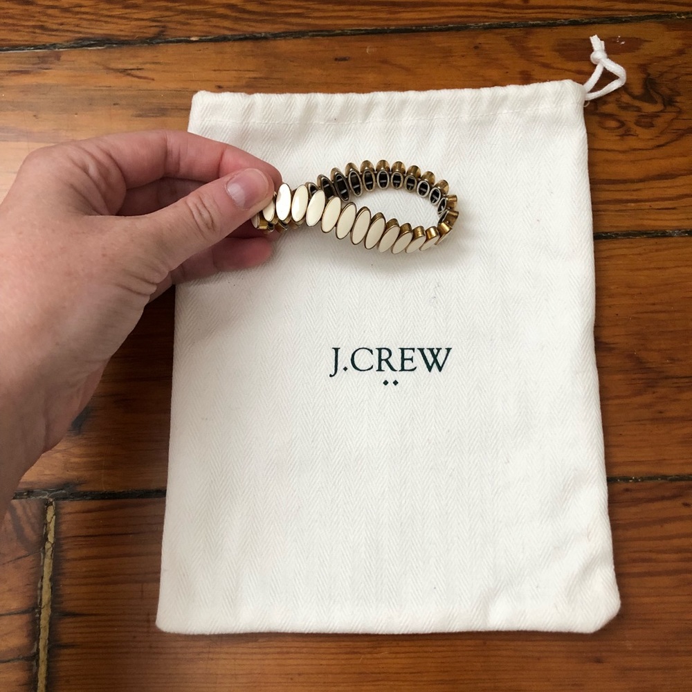 J Crew Ivory & Gold Oval Bracelet